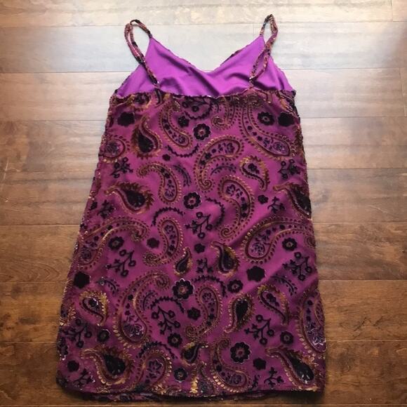 Japna Whimsigoth Velvet Burnout Paisley Slip Dress, Transitional Piece, Size Sm - Picture 5 of 11